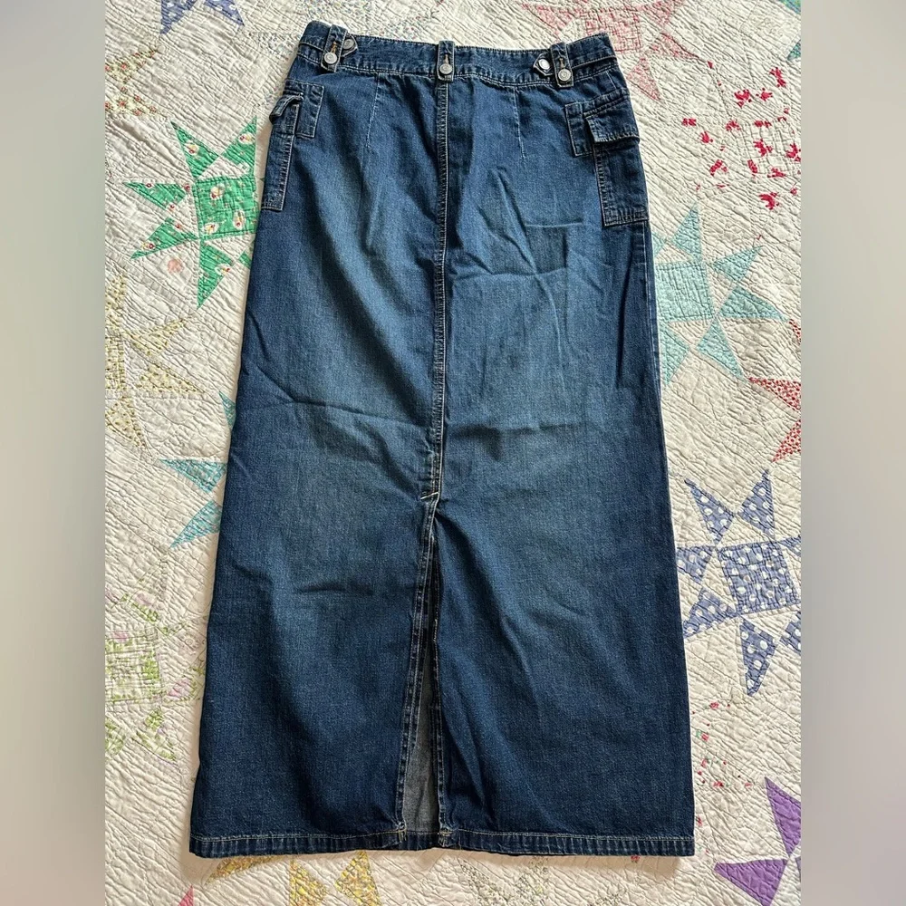 Old Navy Denim Cargo Maxi Skirt Sz 6 - Picture 2 of 3